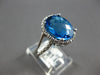 LARGE 4.83CT DIAMOND & AAA BLUE TOPAZ 14KT WHITE GOLD FILIGREE FRIENDSHIP RING