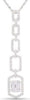 ESTATE 0.38CT DIAMOND 14KT WHITE GOLD 3D ROUND & BAGUETTE JOURNEY SQUARE PENDANT