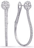 1.18CT DIAMOND 14KT WHITE GOLD 3D FLOWER TEAR DROP CLIP ON HOOP HANGING EARRINGS
