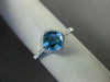 ESTATE 1.29CT DIAMOND & AAA BLUE TOPAZ 14KT WHITE GOLD 3D CUSHION FUN LOVE RING
