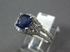 1.59CT DIAMOND & AAA SAPPHIRE 14K WHITE GOLD CUSHION CUT 3 STONE ENGAGEMENT RING