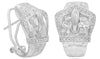 .29CT DIAMOND 14KT WHITE GOLD 3D HAMMERED LOOK BELT FUN CLIP ON HANGING EARRINGS