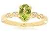 .93CT DIAMOND & AAA PERIDOT 14KT YELLOW GOLD OVAL & ROUND FILIGREE 5 STONE RING
