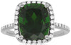 LARGE 4.70CT DIAMOND & AAA RUSSALITE 14K WHITE GOLD CUSHION HALO SQUARE FUN RING