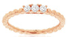 .16CT DIAMOND 14KT ROSE GOLD ROUND 3 STONE BEADED PAST PRESENT FUTURE LOVE RING