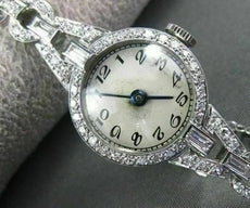 ANTIQUE LARGE 1.15CT OLD MINE DIAMOND PLATINUM MECHANICAL ROUND WATCH #22196