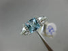 ESTATE 1.62CT DIAMOND & AAA BLUE TOPAZ 14KT WHITE GOLD 3D SQUARE FRIENDSHIP RING