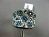 ESTATE LARGE 2.86CT WHITE & BLUE DIAMOND 14K WHITE GOLD 3D MULTI FLOWER FUN RING