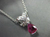 ANTIQUE 1.11CT DIAMOND & RUBY 14K WHITE GOLD PEAR SHAPE PENDANT STUNNING! #18421