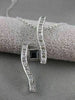 ESTATE .55CT DIAMOND & SAPPHIRE 14K WHITE GOLD LONG SWIRL PENDANT #34X12
