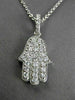 ESTATE .70CT DIAMOND 14KT WHITE GOLD CHAMSA HAND OF GOD FLOATING PENDANT #24469