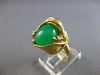 ESTATE LARGE .06CT DIAMOND & AAA JADE 14KT YELLOW GOLD 3D FLORAL RING #28103