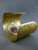 EXTRA LARGE 15.65CT DIAMOND & AAA RED AGATE 18K YELLOW GOLD CUFF BANGLE BRACELET