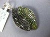 ESTATE 1.35CT BLACK & GREEN DIAMOND 18K WHITE GOLD MULTI ROW DOUBLE LEAF PENDANT