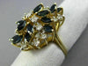 ESTATE LARGE 3.56CT DIAMOND & AAA SAPPHIRE 14KT YELLOW GOLD FLOWER COCKTAIL RING