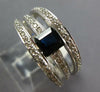 WIDE 1.57CT DIAMOND & AAA SAPPHIRE 18K WHITE GOLD 3D EMERALD CUT ENGAGEMENT RING