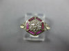 ANTIQUE .34CT DIAMOND & AAA RUBY 18K WHITE GOLD 3D CLUSTER ENGAGEMENT RING 26872