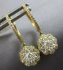 ESTATE .69CT DIAMOND 14KT YELLOW GOLD 3D FLOWER HUGGIE FUN HANGING EARRINGS