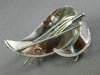 ANTIQUE LARGE 1.0CT DIAMOND 18KT WHITE GOLD 3D HANDCRAFTED LEAF LOVE BROOCH PIN