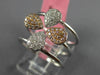 ESTATE WIDE .40CT WHITE & PINK DIAMOND 18KT WHITE & ROSE GOLD 4 LEAF FLOWER RING