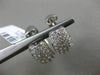 ESTATE WIDE & LARGE 2.98CT DIAMOND 18K WHITE GOLD MULTI ROW HUGGIE HOOP EARRINGS