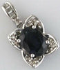 ESTATE 1.10T DIAMOND & AAA SAPPHIRE 14KT WHITE GOLD OVAL & ROUND FLOWER PENDANT