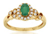.60CT DIAMOND & AAA EMERALD 14K YELLOW GOLD 3D OVAL & ROUND FILIGREE FLOWER RING