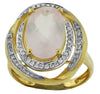 LARGE 4.43CT DIAMOND & AAA ROSE QUARTZ 14KT YELLOW GOLD 3D OVAL & ROUND FUN RING