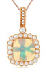 2.07CT DIAMOND & AAA OPAL 14KT ROSE GOLD CUSHION & ROUND FLORAL FLOATING PENDANT