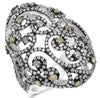 EXTRA LARGE 2.98CT MULTI COLOR DIAMOND 18KT WHITE & BLACK GOLD 3D COCKTAIL RING