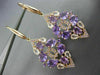 ESTATE 10.0CT MULTI GEM 14KT ROSE GOLD OPEN FILIGREE TEAR DROP HANGING EARRINGS