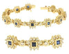 4.88CT DIAMOND & AAA SAPPHIRE 14KT YELLOW GOLD ROUND & PRINCESS TENNIS BRACELET