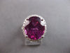 EXTRA LARGE 11.15CT DIAMOND & AAA RHODOLITE 18KT WHITE GOLD OVAL ENGAGEMENT RING