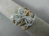 ESTATE LARGE .69CT DIAMOND 14KT WHITE & ROSE GOLD LEAF MULTI ROW FLOWER FUN RING