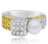 1.60CT DIAMOND & AAA SOUTH SEA PEARL & YELLOW SAPPHIRE 14KT WHITE GOLD FUN RING