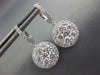 ESTATE LARGE 2.39CT DIAMOND 18KT WHITE GOLD CLUSTER FLOWER HALO HANGING EARRINGS