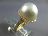 LARGE .44CT DIAMOND & AAA SOUTH SEA PEARL 18KT YELLOW GOLD CLASSIC HALO FUN RING
