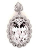 LARGE 17.10CT DIAMOND & AAA LIGHT KUNZITE 18KT WHITE GOLD 3D OVAL FLOWER PENDANT