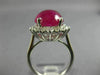 LARGE 11.52CT DIAMOND & AAA CABOCHON RUBY 14KT WHITE GOLD PRINCESS DIANA RING