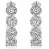 1.41CT DIAMOND 18KT WHITE GOLD MULTI FLOWER CLASSIC HALO HOOP HANGING EARRINGS