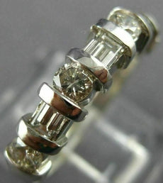 ESTATE WIDE .56CT ROUND & BAGUETTE DIAMOND 14K WHITE GOLD ANNIVERSARY RING 22509