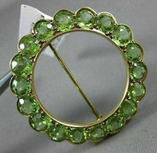 ANTIQUE LARGE 8.05CT AAA PERIDOT 14KT YELLOW GOLD 3D FLOWER CIRCULAR BROOCH PIN