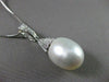 ESTATE LARGE AAA SOUTH SEA PEARL & DIAMOND 14KT WHITE GOLD PENDANT W/ CHAIN #634