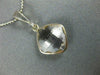 ESTATE AAA CRYSTAL 14KT WHITE GOLD 3D CLASSIC BEZEL CUSHION PENDANT