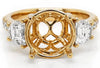 LARGE 1.20CT DIAMOND 18KT YELLOW GOLD TRAPEZOID & ROUND 3 STONE ENGAGEMENT RING