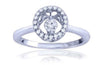 ESTATE .32CT DIAMOND 14KT WHITE GOLD 3D ROUND CLASSIC CIRCULAR FLOATING FUN RING