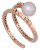 ESTATE .07CT DIAMOND & AAA PINK SOUTH SEA PEARL 18KT ROSE GOLD FLEXIBLE FUN RING