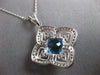 LARGE 3CT DIAMOND & AAA BLUE TOPAZ 14K WHITE GOLD CUSHION & ROUND SQUARE PENDANT
