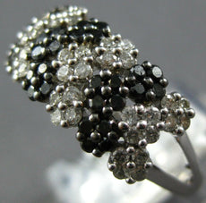 1.0CT WHITE & BLACK DIAMOND 14KT WHITE GOLD 3D MULTI HEART SIDEWAYS LOVE RING