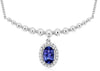 .58CT DIAMOND & AAA TANZANITE 14KT WHITE GOLD OVAL & ROUND HALO FLOWER NECKLACE